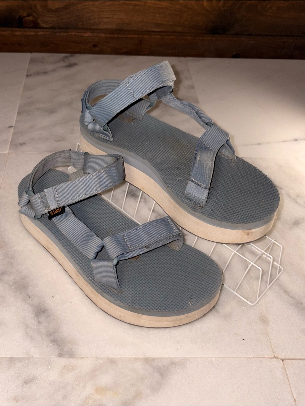 Teva Light Blue Strappy Platform Sandals